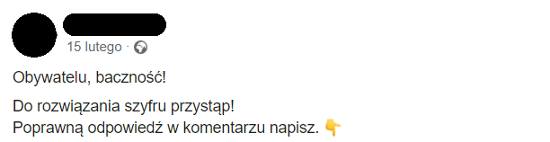 Język komunikacji na profilu sklepu z odzieżą dla służb mundurowych na Facebooku - post. 